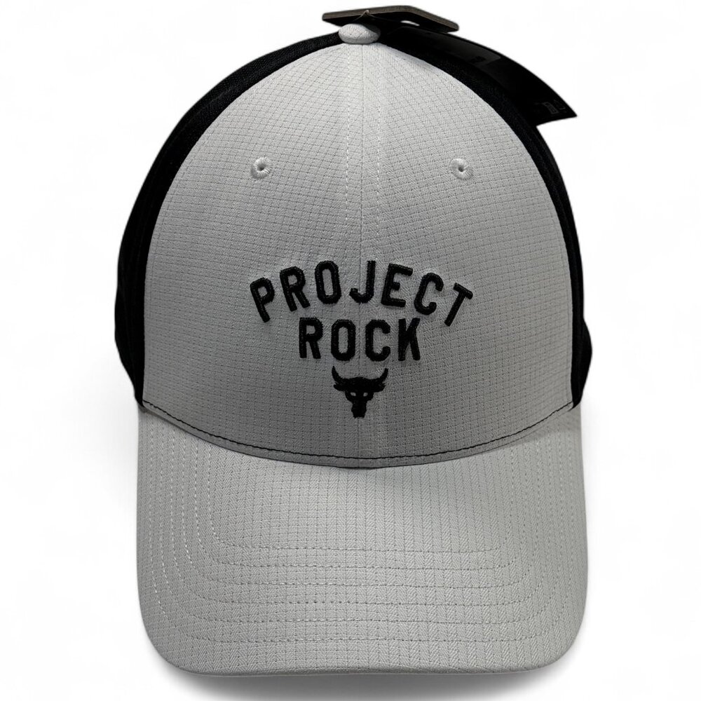Under Armour Project Rock Mens Trucker Hat Snapback Cap NWT White Black 1369815